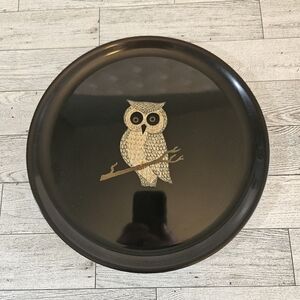 Couroc of Monterey Vintage 10.5" Owl Tray With Label